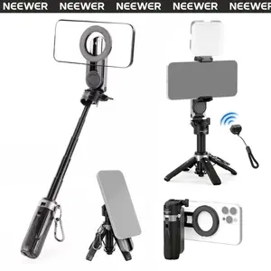Neewer PA985 4-in-1 Multifunctional Magnetic Selfie Stick, 360° Rotation, Compact & Stylish, With wireless Bluetooth control, Magnetic Phone Holder for Selfies/Video Recording/Vlogging, Compatible with Most Phone Modes iPhone/Android