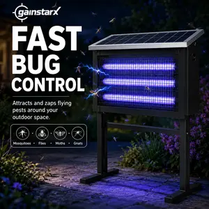 Gainstarx Large Size Solar Bug Zapper Outdoor Waterproof Electric Mosquito and Fly Zapper with Smart Light Sensor Rechargeable Solar Powered Trap for Patio, Backyard, Garden, Camping, and Indoor Use