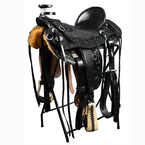 HILASON Western Horse Wade Saddle American Leather Ranch Roping Black | Hand Tooled & For Horses
