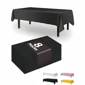 Waterproof Pe Plastic Party Tablecloth Set, Disposable Birthday & Holiday Decorations, Outdoor Wedding Camping Supplies, Picnic Table Cover