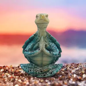 1 Piece Resin Sea Turtle Craft Ornament, Sea Turtle Meditation Home Decor, Funny Figurine Sea Turtle Figurine, Yoga Sea Turtle Figurine Decor
