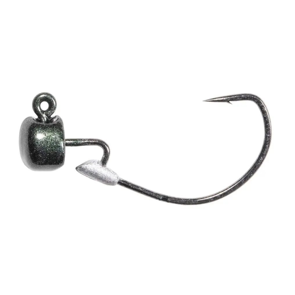 Weedless EWG Jigheads for Ned Rigs, 4 Count Mushroom Head Fishing Tackle with Molded Bait Keeper and Heavy-Duty VMC Hook