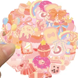 50pcs Pink Stickers Cute Vinyl Laptop Stickers, Waterproof Aesthetic Stickers, Pink Sticker Pack for Girls Water Bottles Laptop Computer Phone Cellphone Guitar (50 Pink Stickers)