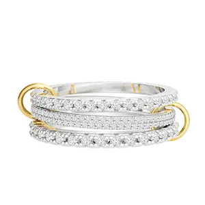 Moodear Stackable Rings for Women - Non Tarnish Rings Set Perfect for Everyday Wear Ring Band Mixed Metal Rings Stack Interlocking Ring with Hoops