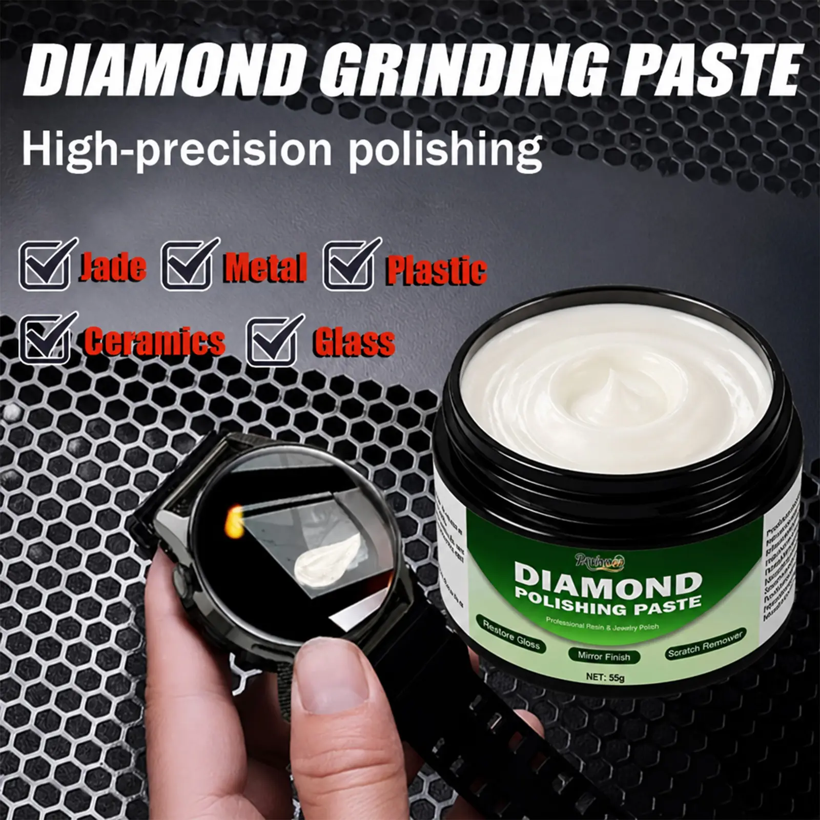 Multi-Purpose Diamond Polishing Compound High-Purity Jewelry Polish And Oxidation Repair Cream for Diamonds Metals Gemstones Jade Beeswax Ornaments Mold Scratch Remover Mirror Finish Restorer Easy Apply Long-Lasting Professional Hobbyist