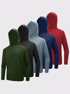 Five Packs Boyfriend-style Summer Sun-protective Men's Quick-drying Breathable Long-sleeved T-shirts Moisture-wicking Sweat-absorbing Casual Sportswear for Fitness Exercise Running at Home or Work