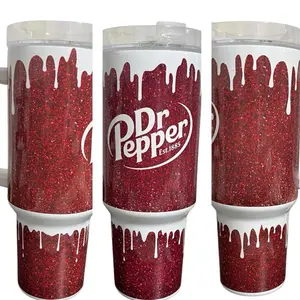 Dr Pepper Tumbler 40oz Stainless Steel Handmade Lid Straw Bottle Drinkware Water Bottles Cup Mug Portable Bottled Washable Reusable Insulated Flasks Travel Horror Halloween Trending
