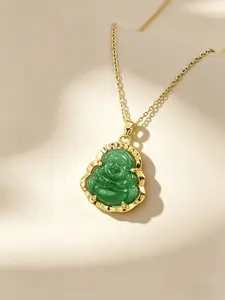 Buddha Pendant Necklace for Women & Men, Fashion Jewelry for Party, Daily Clothing Decor, Trendy All-match & Exquisite Jewelry for Birthday Gift, Flat Byzantine Chain