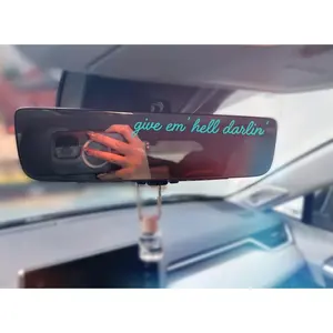 Give Em Hell Darlin Decal, Rear View Mirror Accessories, Mirror Decal, Holographic Car Decal, Western Car Accessory, Mini, Affirmations