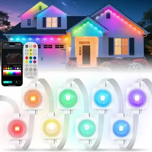 100ft Smart Permanent Outdoor Eave Lights with Remote & App Control Color-Changing Waterproof for Versatile Use