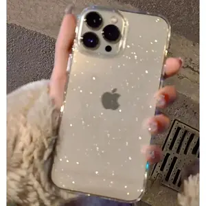Luxury Bling Glitter Clear Phone Case For iPhone 16 15 14 13 12 11 Pro Max X XR XS 7 8 Plus Shockproof Transparent Soft Cover Protection Casing