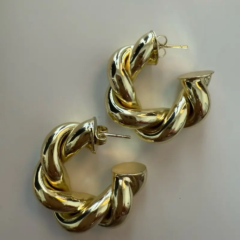 Chucky Gold Twist Stud Earrings - Classic Twisted Design