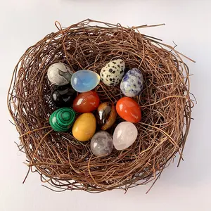 Natural Easter Egg Shaped Stones, Polished Quartz Tiger Eye Eggs, Agate Crystal, Seasonal Decorations, Handmade Natural Gemstones, Quartz Crystals, 10/20 Pieces