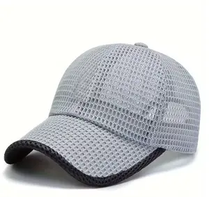 Men's Solid Color Mesh Breathable Baseball Cap Sun Protection Hat Women Sports Cap Camping Cap