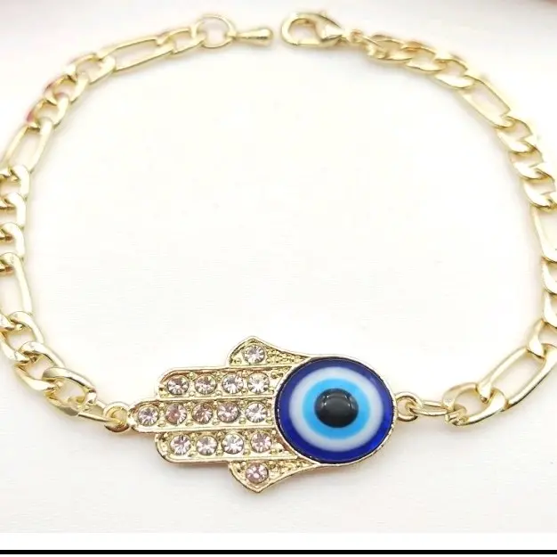 HAMSA beautiful bracelet figaro style gold-plated HAMSA beautiful bracelet figaro style gold-plated