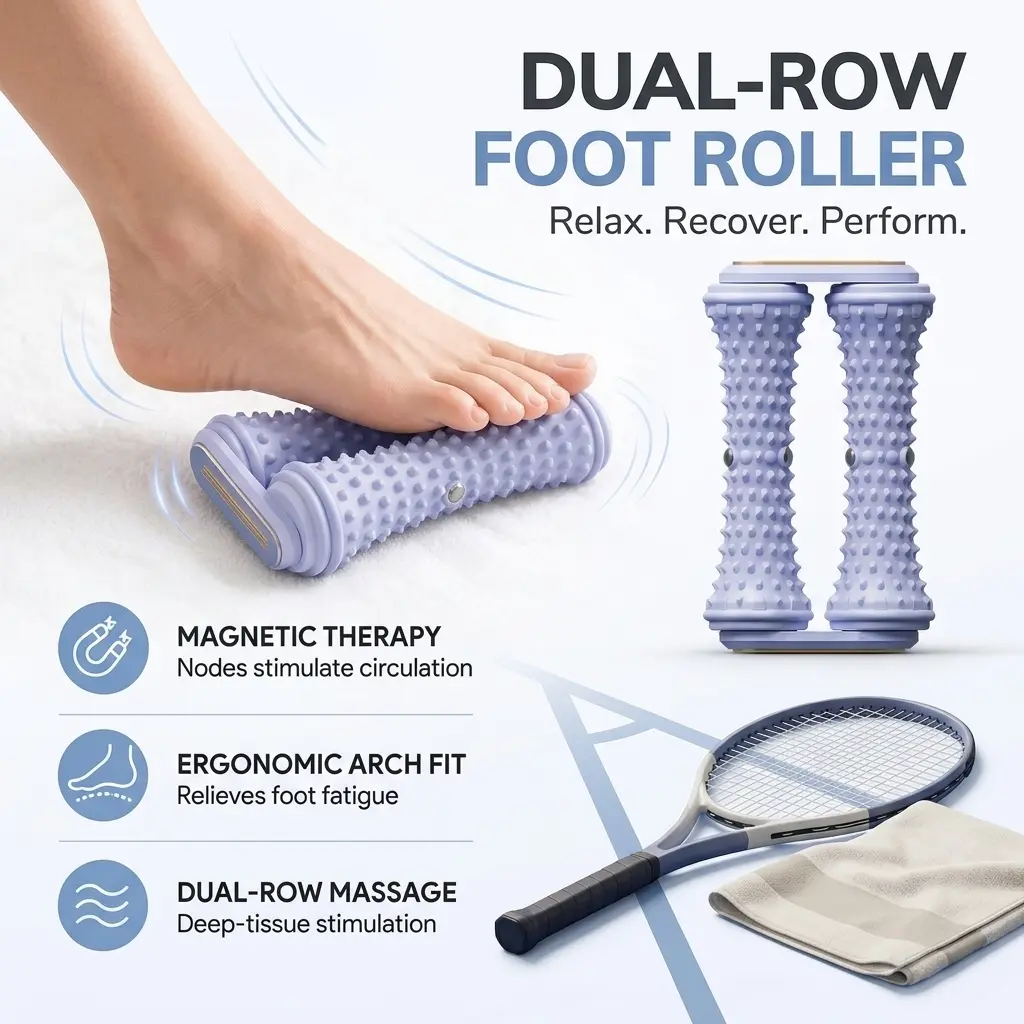 New Double Row Magnetic  Massage Roller,which Relieves  Soreness from All-Day Standing,Aids Muscle Recovery after Sports & Walking,and is an Ideal Gift Choice foot
