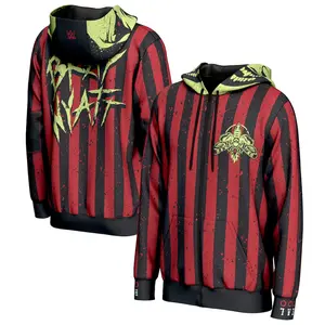 Bray Wyatt Fiend Red Black WWE Zip Hoodie, Horror Theme Dark Streetwear, Iconic Character Collector Jacket, Let Me In Firefly Funhouse Apparel