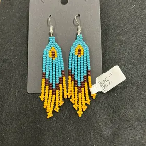 Sunrise Sky earrings- handmade Native American seed bead earrings
