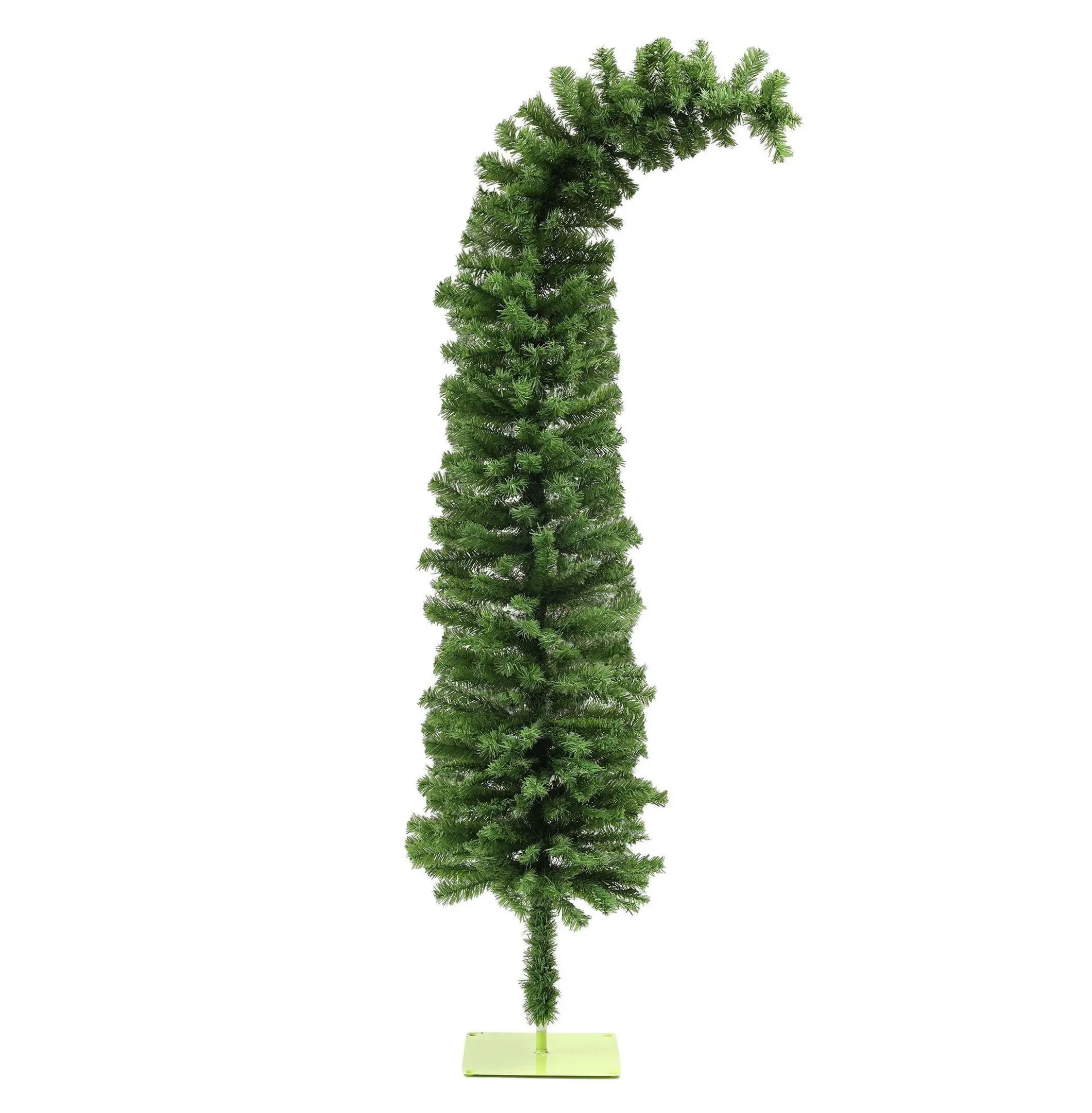 6ft Whimsical Pencil Christmas Tree, Bendable Artificial Tree - 400 Tips, Metal Base, Green Default Title