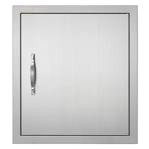 【fathersdaygift】VEVOR BBQ Access Door, 18W x 20H Inch Single Outdoor Kitchen Door, Stainless Steel Flush Mount Door, Wall Vertical Door with Handle and Hook, for BBQ Island, Grilling Station, Outside Cabinet