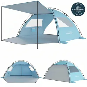 Beach Tent Sun Shelter with Canopy Pop Up Easy Setup UPF 50+ UV Protection Lightweight Double Silvery Coating Beach Cabana for 4-5 People Spacious Design & Superior Ventilation Sun Shade Shelter camping essentials