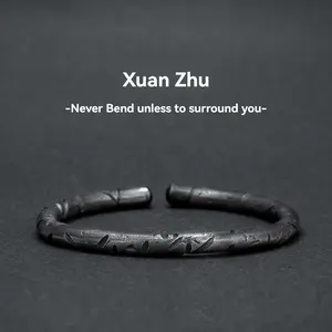 Black bamboo bracelet men solid bamboo open bracelet women ql jewelry gift