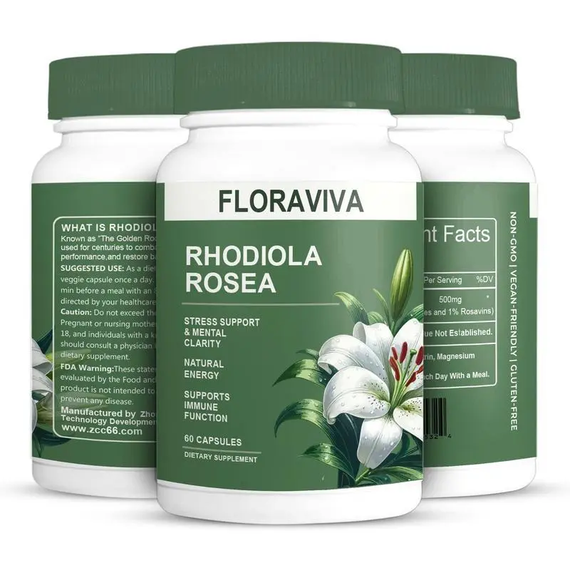 Floraviva Rhodiola Rosea [500mg] - Stress Relief, Energy Boost, Focus & Mood Support - Premium Adaptogen Capsules