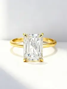 1 PC Stylish Rectangular 5ct Cubic Zirconia Solitaire ring for Women Fashion Jewelry for Festival Party Daily Clothing Decor Trendy Exquisite Wedding Engagement Promise Ring Ladies Anniversary Party Birthday Valentine's Day Festival Gift for Girlfriend
