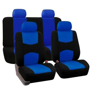 Full Set Blue Flat Cloth Car Seat Covers - Breathable Cloth Surface, Easy-Install Seat Protectors Cushion