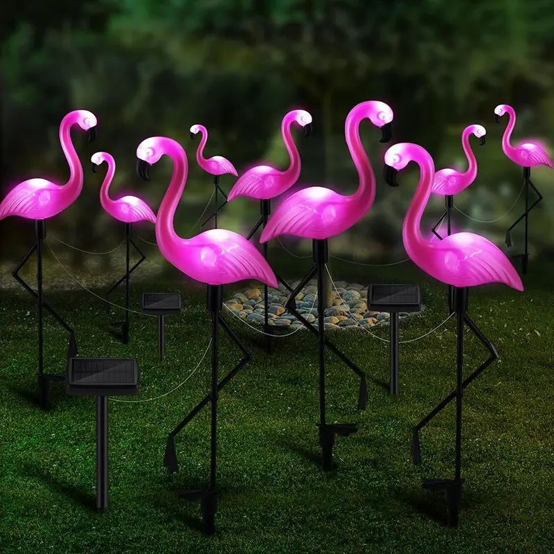Solar Flamingo Garden Light Set, Outdoor Lawn Decoration, Backyard Lights Outdoor, Decorative Solar Lights, Auto Shut-Off Decking & Patio Lighting, Ideal for Villa Gardens