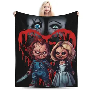 Soft Funny Throw Blanket Horror Movie Blanket Halloween Fleece Blanket Super Cozy Warm Fleece Fluffy Plush Lightweight Bedding Quilts for All Season Bed Sofa Couch