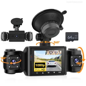360 Degree View 3 Channel Dash Cam,IPS 1080P Dash Camera for Cars, Built-in GPS WiFi Night Vision,Motion Detection Monitor, Free 64G Card DVR,4IR Night Vision,Loop Recording Hdr Dashcam Interior DashcamFFSummitSupply7