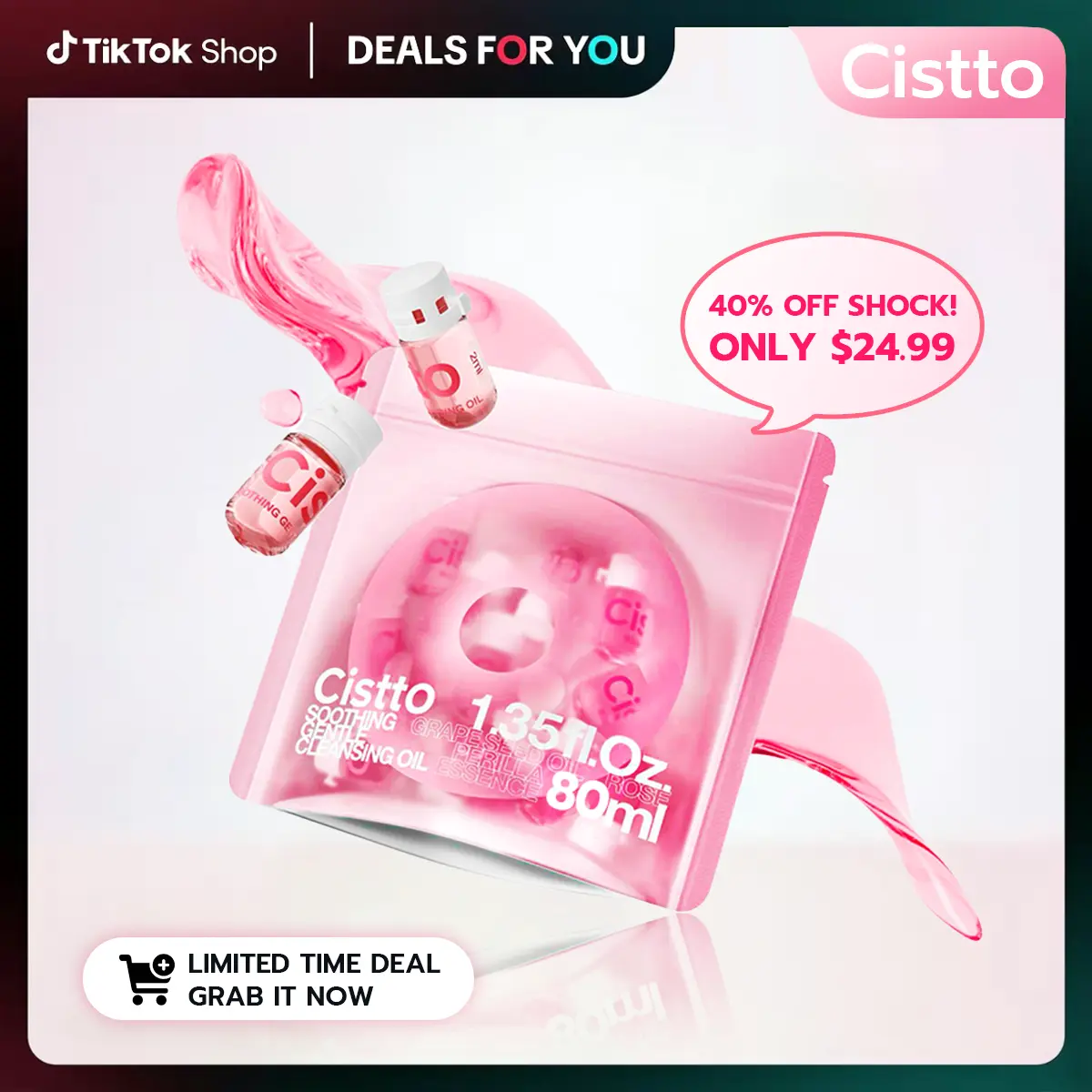 Cistto Mini Cleansing Oil Pods 3 IN 1– One Capsule Removes Full Face Makeup, Leakproof for Travel, Sensitive  Safe (40pcs)