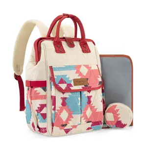 Wrangler Aztec Diaper Backpack Western Qulited Bag with Changing Mat & Pacifier Case
