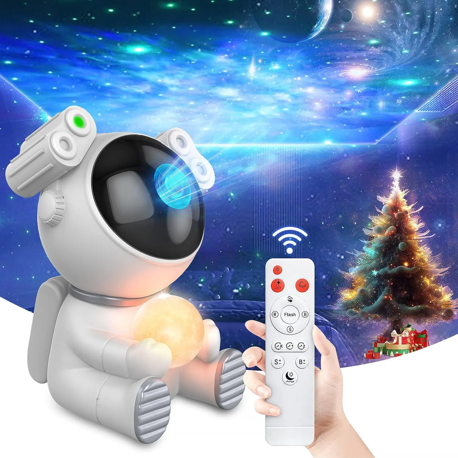 AMYTHYLLA Astronaut Galaxy Star Projector - 8-Mode LED Nebula Ceiling Lamp, 360° Adjustable, Remote-Controlled Star Novelty Lighting Star Projector for Bedroom, Galaxy Projector Kids Room, Astronaut Lamp Night Light
