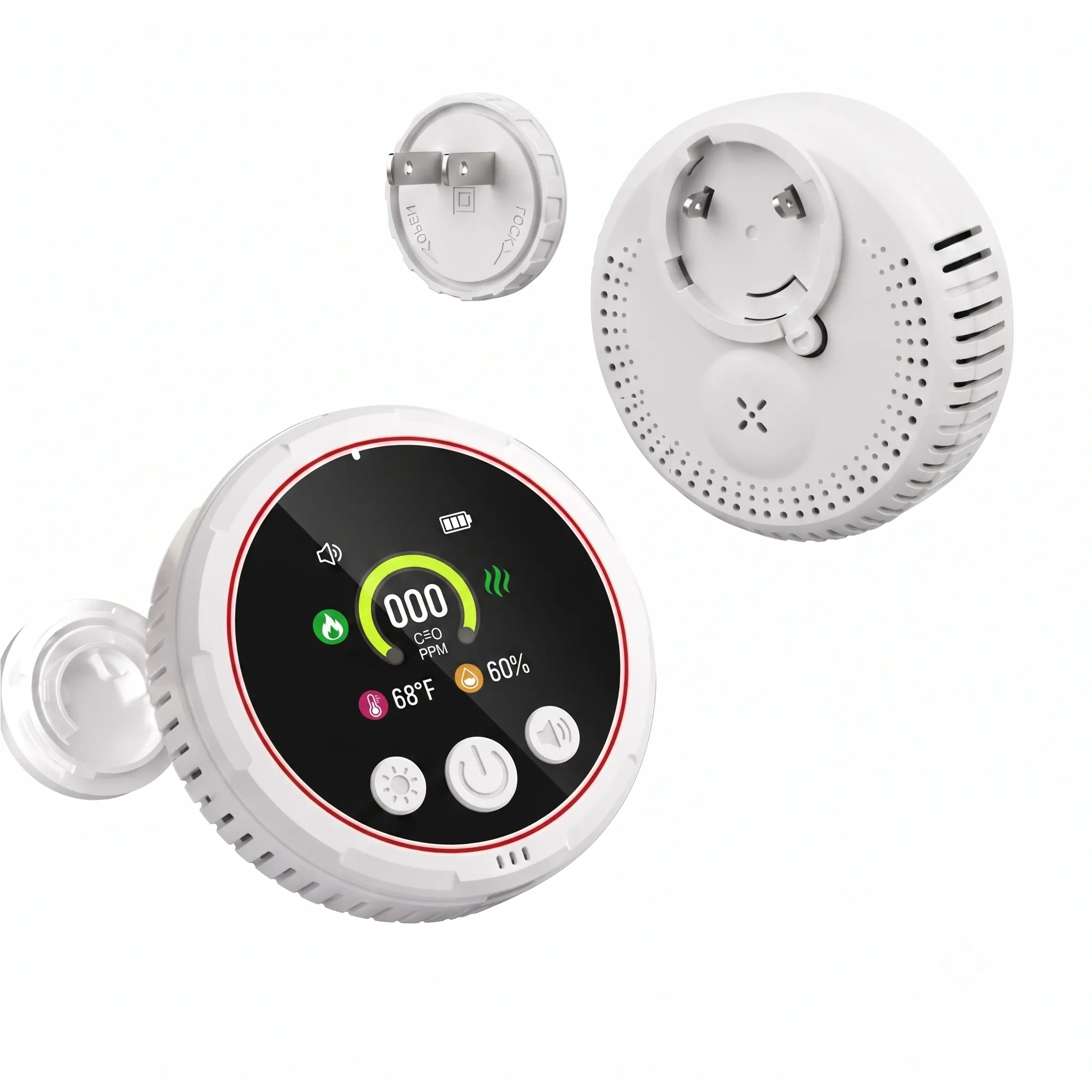 Multifunctional Plug & Play Detector with HD Display | Temp & Humidity Sensor | Accurate Alerts for Kitchens, Garages, RVs & Apartments