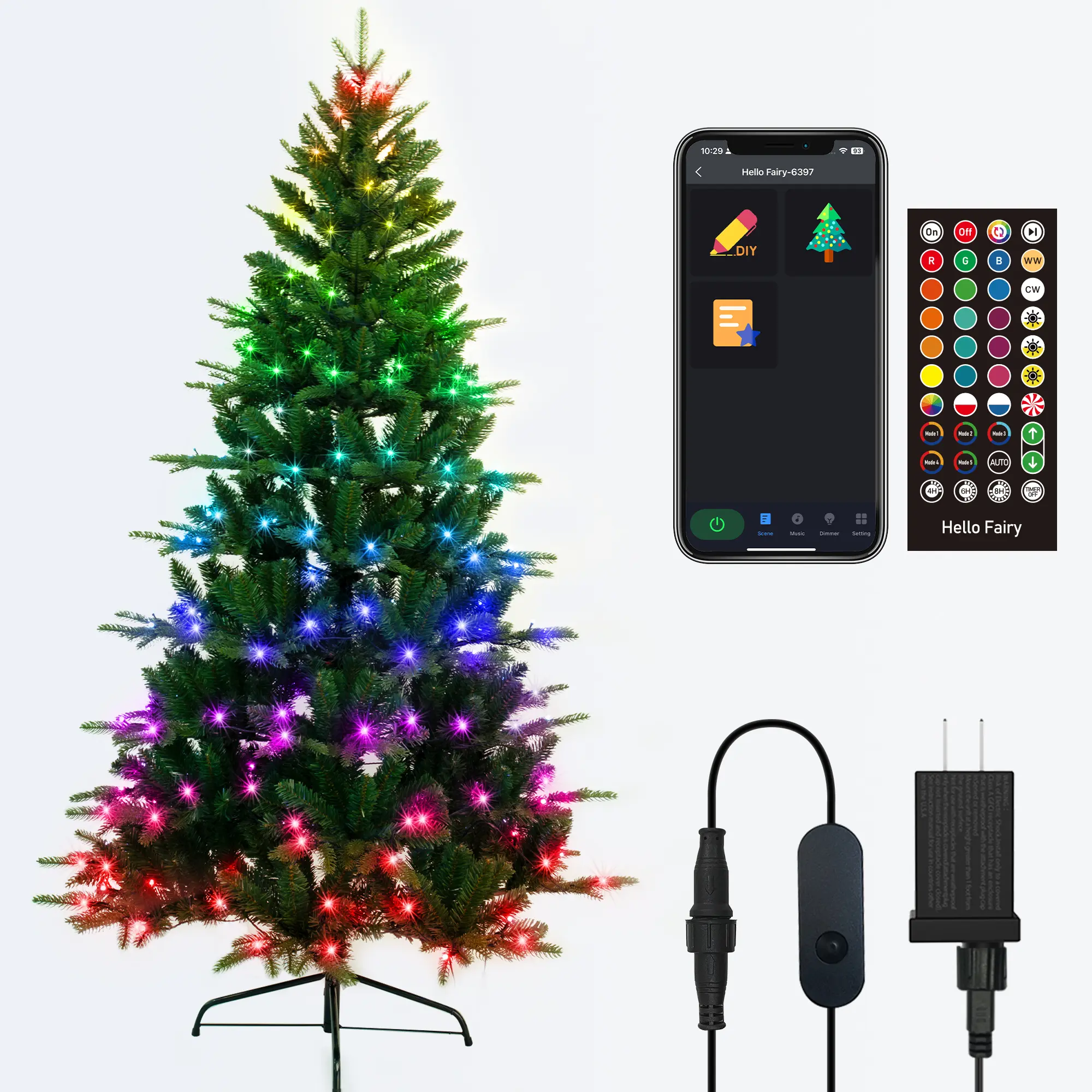 AVATAR CONTROLS 6FT Foldable Smart Christmas Tree with Lighting - App Control, Color Changing, Music Sync, 100+ Preset Scenes, Chasing Effect Artificial Tree for Home Party Decorations