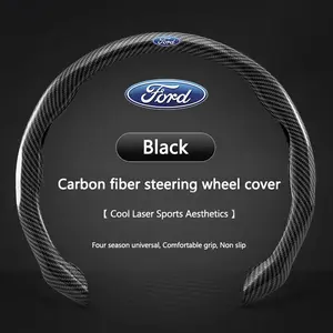 Carbon Fiber Car Steering Wheel Non-slip Cover Protective For Ford Focus mk2 mk3 Fiesta Fusion Ranger Mondeo S-MAX Kuga Accessories