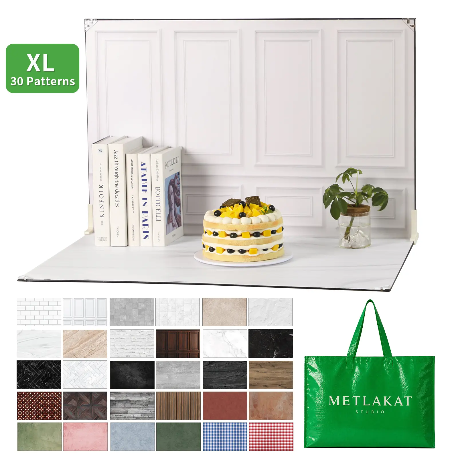 XL 35x25in Extra Large Photo Backdrop Boards, 15Pcs 30 Patterns Double-Sided Product Photography Backdrops, Flat Lay Background for Food, Jewelry, Cosmetics & Content Creation, Tabletop Shooting Kit, Large Size Photo Backdrop Boards,Metlakat