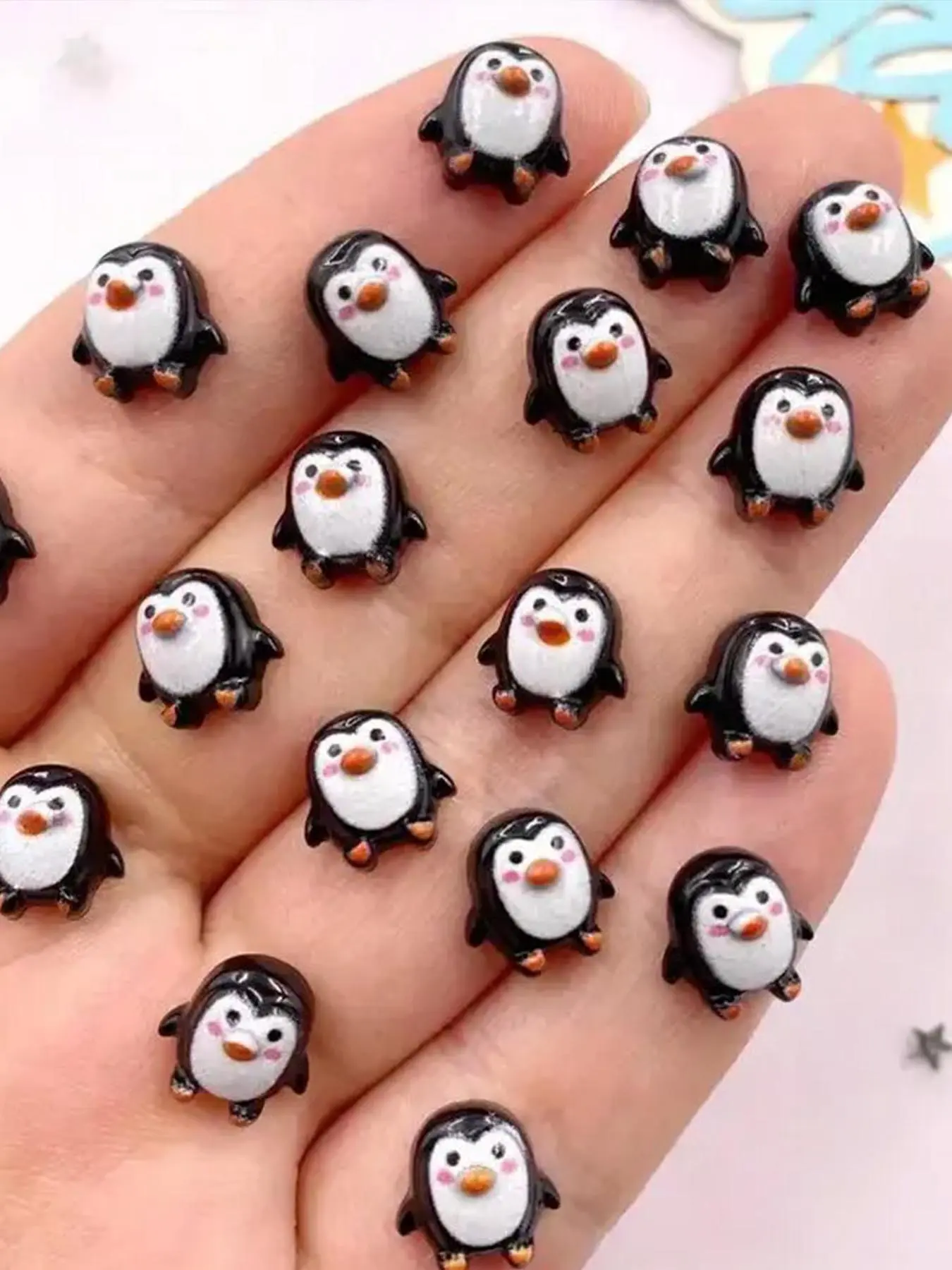 50pcs, mini resin penguin series flat back stone figurines DIY with Charms, Crafts wedding scrapbook nail accessories, scene decoration, holiday decoration, home decoration, Christmas decoration