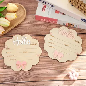 Wooden Flower Shape Birth Announcement Board, Wooden Letter Sign, Baby Shower Decor, Perfect Photo Prop Gift, Home and Office Display, Baptism Present