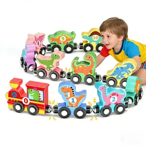 Toys for Toddlers,Magnetic Train Track Set with Animal and Digital Designs for 1 2 3 Years Old Toddlers Boys Girls, Wooden Dinosaur Preschool Learning Easter Basket Stuffers Sensory Toys Birthday Gifts Ages 1-3, 2-4