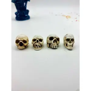 Halloween Mini Skull Decor – Gothic Resin Skeleton Heads – Spooky Figurines - Gothic Tabletop Decor