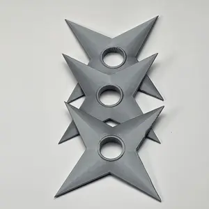 Silver Ninja Star 3 Pack 3" Fantasy Props Anime Inspired 3D Printed PLA Plastic Cosplay Decor Safe Display Prop