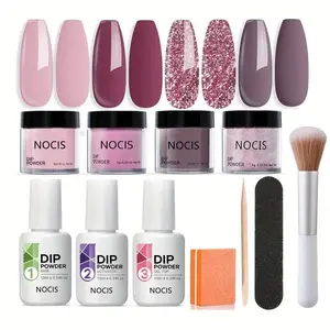 Nail Dip Powder Starter Kit, 11pcs/set Long-lasting Nail Art Powder & Functional Gel & Acrylic Soft Gel & Tools, Nail Art & Nail Polish for DIY Nail Extensions, Acrylic