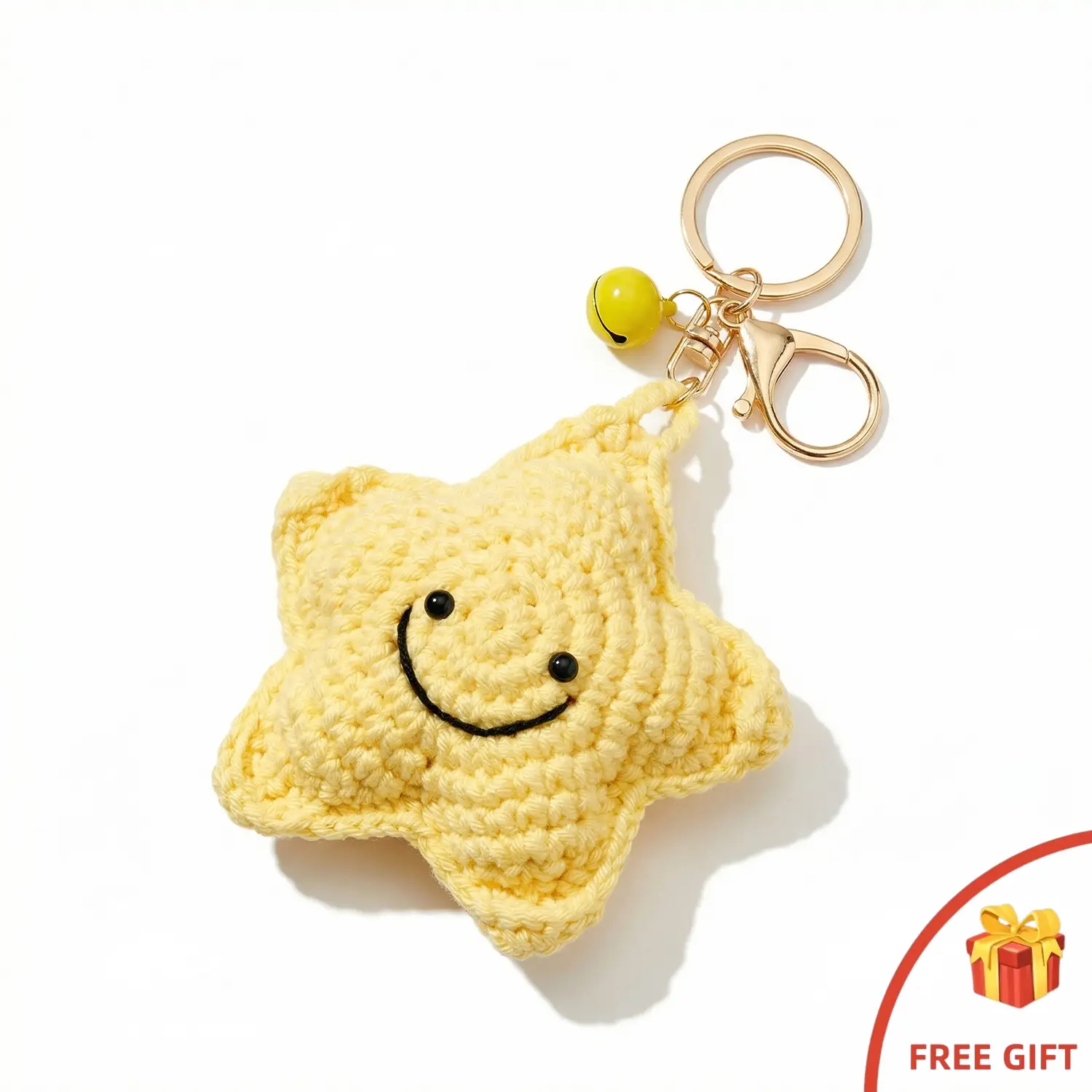 Cute Crochet Celestial Keychain for Girls, Handmade Sun & Moon Bag Charm with Smiley Face & Bell, Aesthetic Car Keychain for Bestie Birthday Gift, Keychain Bag Pendant