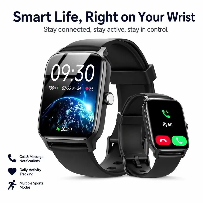 Multifunctional Sport Smartwatch for Men & Women, 2.01" Touchscreen Bluetooth Watch with Step Tracker, Call Alerts, Basic Step Counter, Daily Activity Display, Notification Reminder, Lightweight Sports Style, iOS & Android Compatible (Back to School Haul)