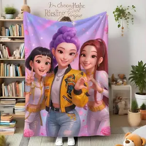 K-Pop Demon Hunter Soft Warm Blanket Comfort Bedding Cool Bedroom Accessory Lightweight Cozy Throw Halloween Christmas Gift