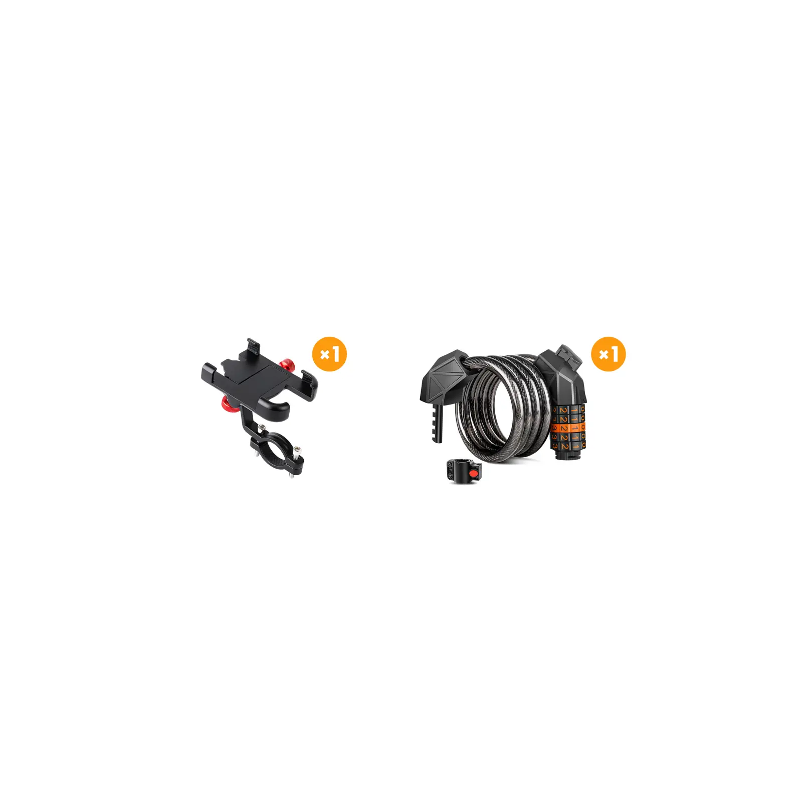 Heavy-Duty Bike Lock Set with U-Lock, Security Cable, Mounting Bracket, and Universal Phone Holder for All Bikes, Fits Various Bikes