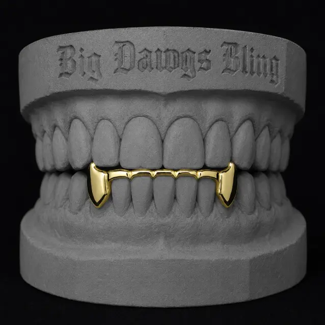 14K Gold Plated Bottom Lower Fangs Bridge Grillz